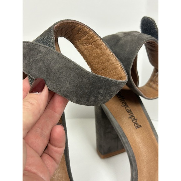 Jeffrey Campbell Holvey Women's 7.5 Sandals Gray Block Heel Ankle Strap Open Toe - Picture 4 of 13